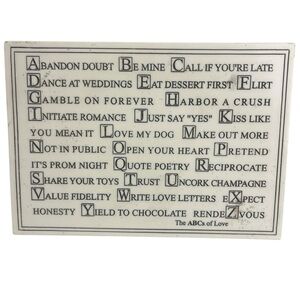 House Parts The ABCs of Love Wall Plaque Art or Tabletop